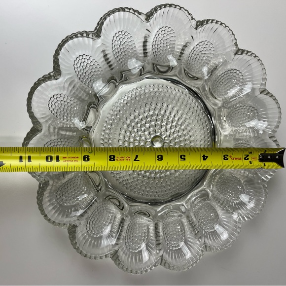Hobnail Clear Glass Deviled Egg Serving Dish - Picture 7 of 8